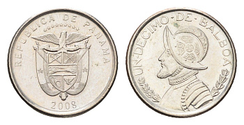 Панама 1/10 бальбоа (10 сентесимо) 2008 KM 127.1 медь плакированная медно-никелем UNC 4664-714