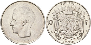 Бельгия 10 франков 1972 Belgie, Бодуэн I (1951-1993) KM 156 никель 4143-424