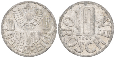 Австрия 10 грошей 1964 KM 2878 алюминий 60-815