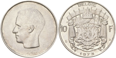 Бельгия 10 франков 1972 Belgie, Бодуэн I (1951-1993) KM 156 никель 4143-424