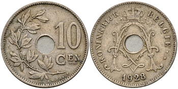 Бельгия 10 сантимов 1928 BELGIE KM 86 медно-никель 4143-547