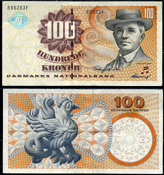 Дания 100 крон 2002 Pick 61 a (3) бумага 7484-50-3-2