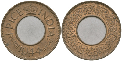 Британская Индия 1 пайс 1944 Георг VI (1936-1952) KM 533 бронза 33-1022