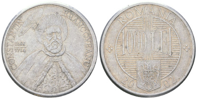 Румыния 1000 леев (лей) 2002 KM 153 алюминий 4584-416