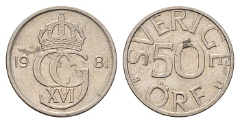 Швеция 50 эре 1981 Карл XVI Густав (1973- ) KM 855 медно-никель 183-226