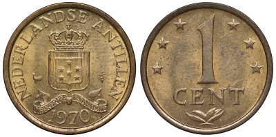 Нидерландские Антилы 1 цент 1970 Юлиана (1948-1980) KM 8 бронза UNC 4118-846