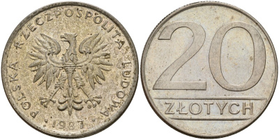 Польша 20 злотых 1987 MW Y 153.1 медно-никель 4187-721
