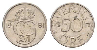 Швеция 50 эре 1981 Карл XVI Густав (1973- ) KM 855 медно-никель 183-226