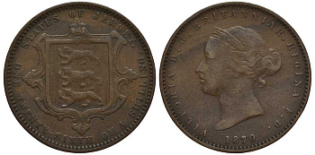 Джерси 1/26 шиллинга 1870 Виктория (1837-1901) KM 4 бронза 650-642