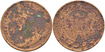 Канада 1 цент 1916 Георг V (1910-1936), большой формат KM 21 бронза 4448-853