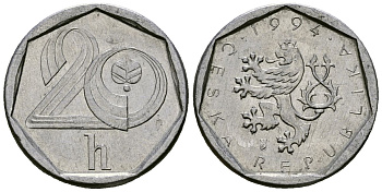Чехия 20 геллеров 1994 KM 2.1 алюминий 4173-1169