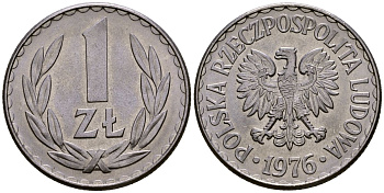 Польша 1 злотый 1976 Y 49.1 алюминий 4177-753