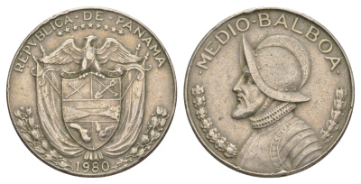 Панама 1/2 бальбоа (50 сентесимо) 1980 KM 12b медь плакированная медно-никелем 4381-332
