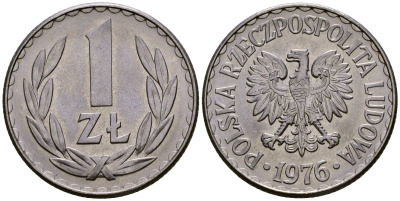 Польша 1 злотый 1976 Y 49.1 алюминий 4177-753