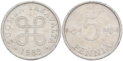 ФИНЛЯНДИЯ 5 ПЕННИ 1983 KM 45а алюминий 192-1227