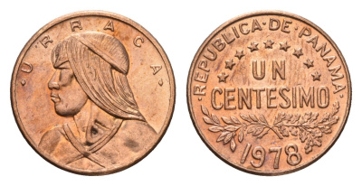 Панама 1 сентесимо 1978 Уррака KM 22 бронза UNC 75-1125