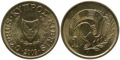 Кипр 1 цент 2003 KM 53.3 никель латунь aUNC 4154-1161