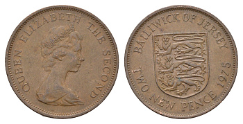 Джерси 2 пенса 1975 Елизавета II (1952-2022), герб KM 31 бронза 4691-132