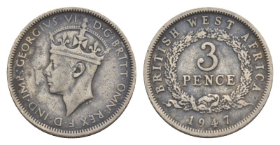 Британская Западная Африка 3 пенса 1947 KM 21 медно-никель 4636-213