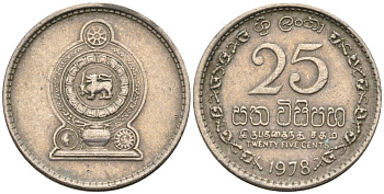 Шри-Ланка 25 центов 1978 KM 141.1 медно-никель 4567-245