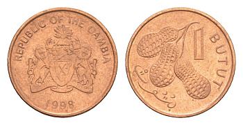 Гамбия 1 бутут 1998 KM 54 сталь плакированная медью 4643-654