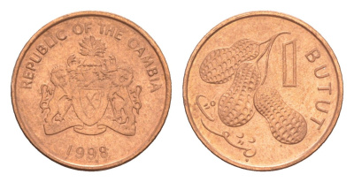 Гамбия 1 бутут 1998 KM 54 сталь плакированная медью 4643-654