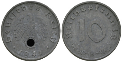 Германия 10 рейхспфеннигов 1941 B KM 101, J. 371 цинк 3459-557