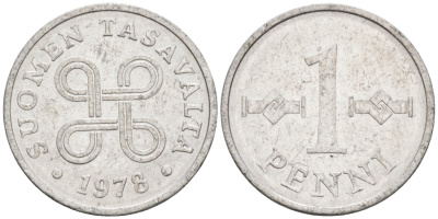 Финляндия 1 пенни 1978 KM 44а алюминий 192-1266