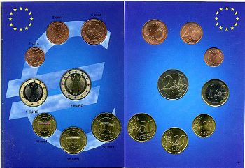 ФРГ евронабор из 8 монет 2002 G  биметалл  UNC  1-6-2-45