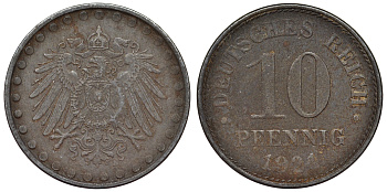 Германия 10 пфеннигов 1921 A KM 20, J. 298 железо 4119-221