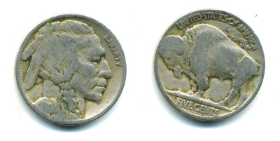 США 5 ЦЕНТОВ ND ИНДЕЕЦ, БИЗОН KM 134 медно-никель 46-2142