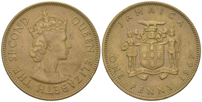 Ямайка 1 пенни 1967 KM 39 никель латунь 4121-1044