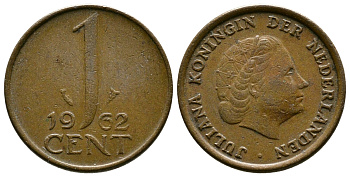 Нидерланды 1 цент 1962 Юлиана (1949-1980) KM 180 бронза 75-1062
