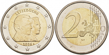 Люксембург 2 евро 2006 25-летие принца Гийома KM 88 биметалл UNC M14-20