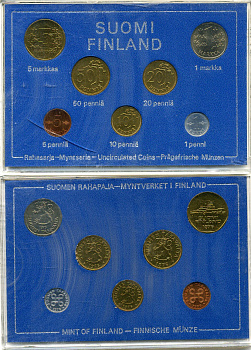 Финляндия госнабор из 7 монет 1976 в оригинальной пластиковой коробке KM MS6 UNC 3-4-1-45