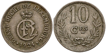 Люксембург 10 сантимов 1924 Шарлотта (1918-1964) KM 34 медно-никель 4584-115