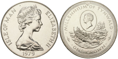 Остров Мэн 1 крона 1979 1000 лет Тинвальду - Шлюпка KM 50 медно-никель BU 00-1067-3-33