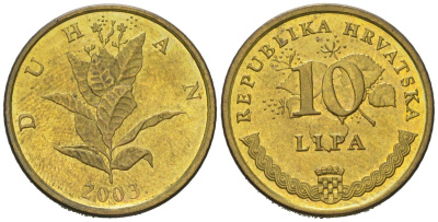 Хорватия 10 лип 2003 нечетный год, легенда на хорватском KM 6 сталь плакировнная латунью UNC 206-317