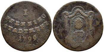 Аугсбург 1 пфенниг 1799 KM 189 медь 261-662