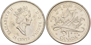 Канада 25 центов 2000 гордость, Елизавета II (1953-) KM 384.2 сталь плакированная никелем 4143-1236