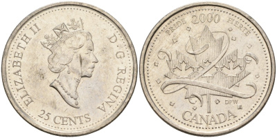 Канада 25 центов 2000 гордость, Елизавета II (1953-) KM 384.2 сталь плакированная никелем 4143-1236