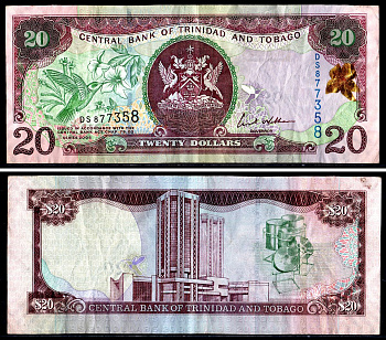 Тринидад и Тобаго 20 долларов 2006 Pick 49a бумага 3295-17-2-1