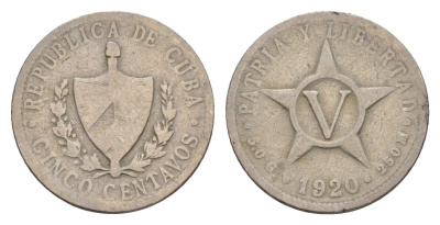Куба 5 сентаво 1920 KM 11.1 медно-никель 4655-861