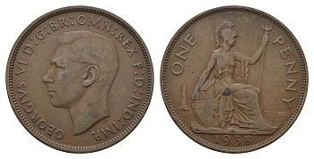 Великобритания 1 пенни 1938 Георг VI (1936-1952) KM 845, Spink 4114 бронза 4653-515
