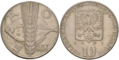 Польша 10 злотых 1971 FAO, рыбы Y 63 медно-никель 4150-1032