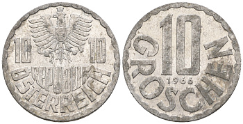 Австрия 10 грошей 1966 KM 2878 алюминий 60-1136