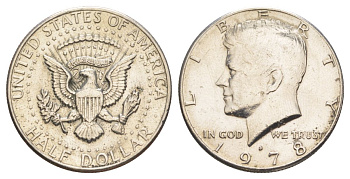 США 1/2 доллара (50 центов) 1978 D, Джон Кеннеди KM A202b медь плакированная медно-никелем aUNC 4183-522