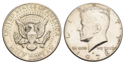 США 1/2 доллара (50 центов) 1978 D, Джон Кеннеди KM A202b медь плакированная медно-никелем aUNC 4183-522