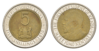 Кения 5 шиллингов 2010 KM 37.2 биметалл 4613-328