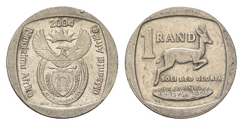 ЮАР 1 ранд 2004 KM 333 медь плакированная никелем 4627-429
